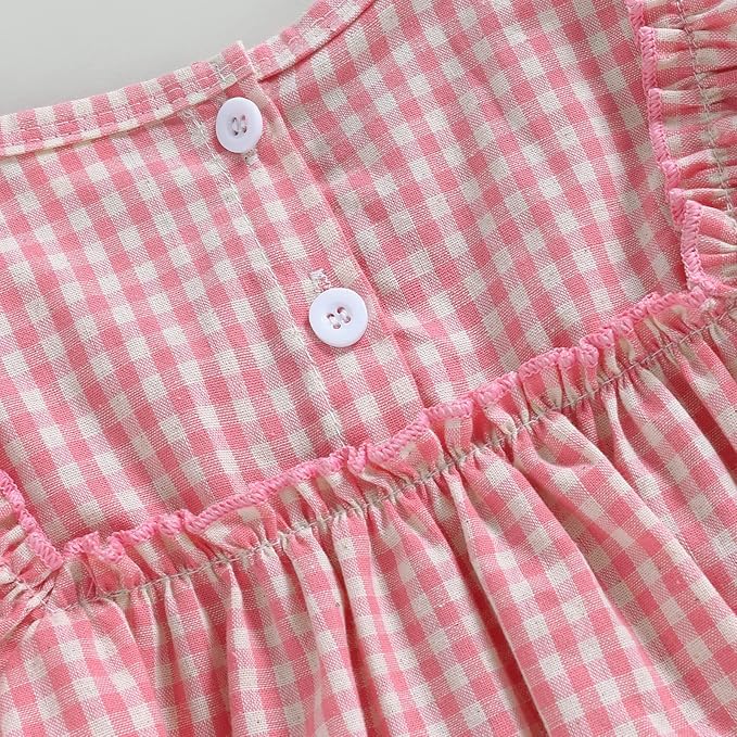 Douhoow Infant Baby Girl Plaid Romper Baby Sweatshirt Romper Ruffle Festival Clothes Fall Winter Outfits with Headband