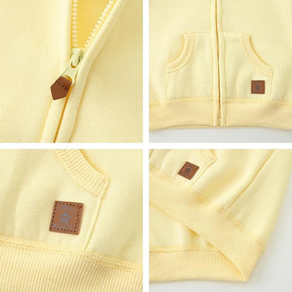 Baby Hoodie Sherpa Lined Zip up Light Fleece Jacket Solid Bear Coat Fall Winter 3-24 M