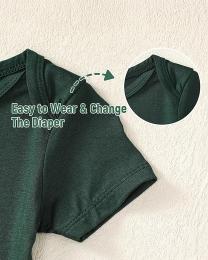 DEFAHN 2PCS Visocse from Bamboo Baby Rompers Unisex Onsies Solid Short Sleeve Baby Bodysuit 0-24 Months