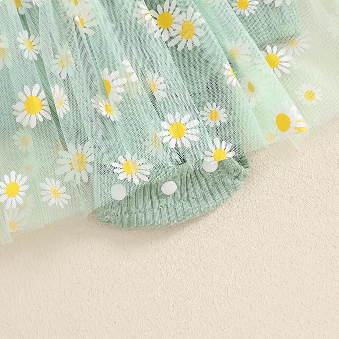 Baby Girl Clothes Daisy Ribbed Bodysuit Sleeveless Romper Dress Summer Outfit for Girls Newborn 3 6 9 12 18 Months
