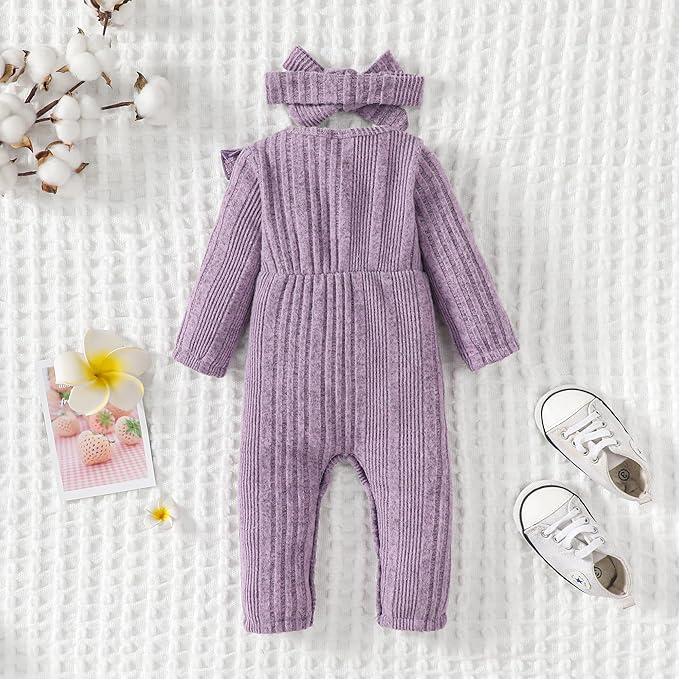 Infant Baby Girl Clothes Newborn Girl Romper Fall Winter Outfit Ruffle Long Sleeve Jumpsuit Romper Cute Baby Girl Outfit