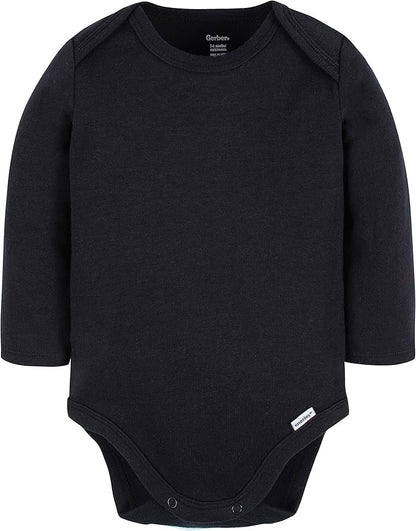 Gerber Unisex Baby Long Sleeve Solid Onesies Multi-pack Interlock 180 Gsm