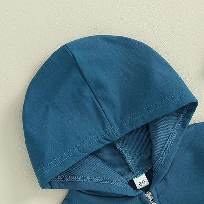 allshope Newborn Baby Boy Girl Fall Outfit Romper Long Sleeve Hooded Solid Zipper Onesie Jumpsuit Bodysuit Infant Clothes