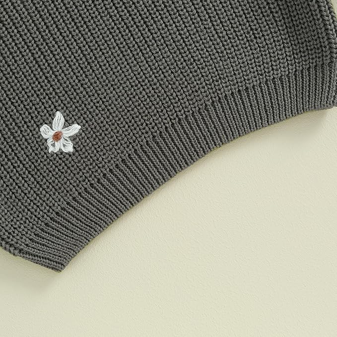 Mubineo Baby Girl Winter Clothes Cute Flower Sweater Crewneck Pullover Long Sleeve Knit Newborn Infant Sweaters