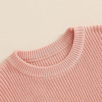 Mommy and Me Sweater Matching Family Outfit Long Sleeve Knit Sweater Pullover Mom and Baby Clothes