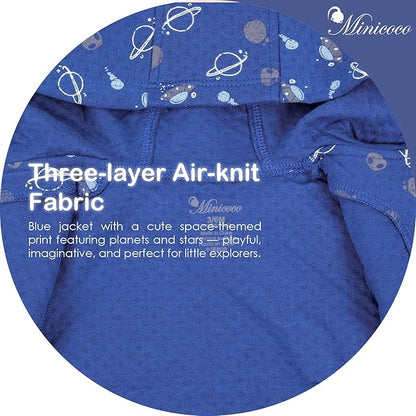 100% Cotton Baby Boy Fall Hoodies Jacket, Comfortable Soft Baby Spring Jacket,0-12Months Blue Jacket