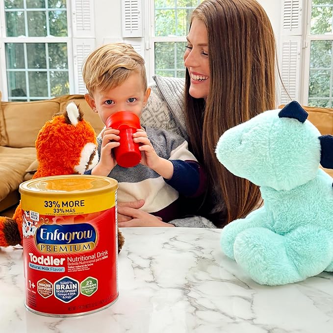 Enfagrow PREMIUM Toddler Nutritional Drink, Made with Real Milk, Brain-Building Omega-3 DHA, Nutrients and Prebiotics for Growth & Immune Support, Non-GMO, Toddler Milk Powder, 32 Oz Can, 6 Count