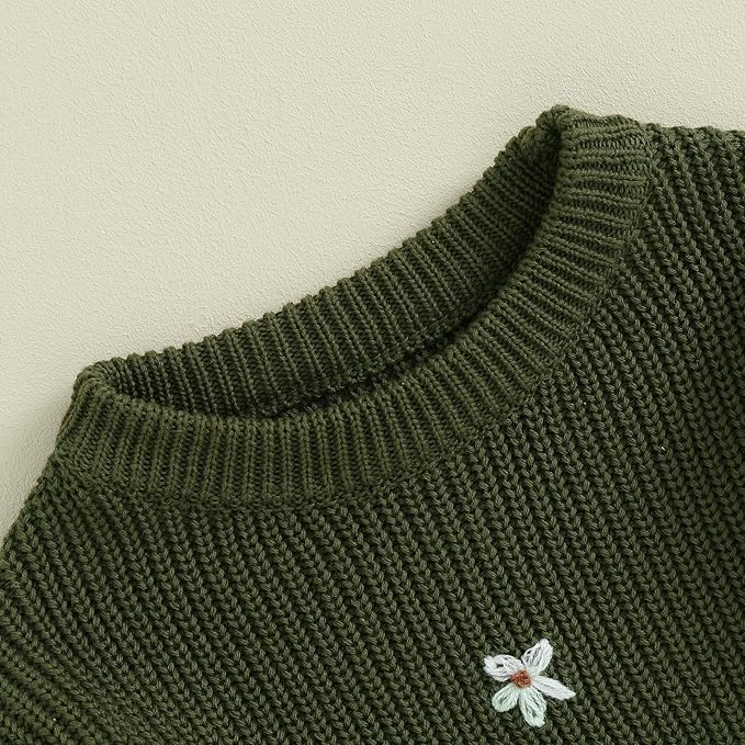 Mubineo Baby Girl Winter Clothes Cute Flower Sweater Crewneck Pullover Long Sleeve Knit Newborn Infant Sweaters