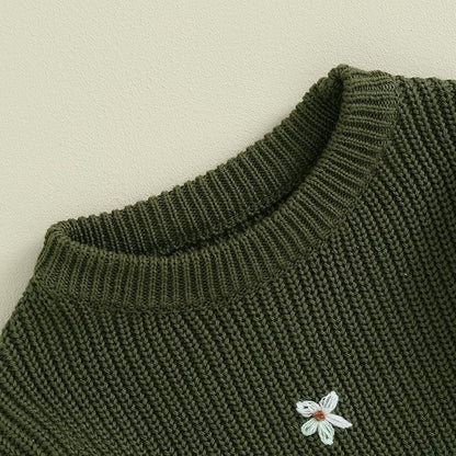 Mubineo Baby Girl Winter Clothes Cute Flower Sweater Crewneck Pullover Long Sleeve Knit Newborn Infant Sweaters