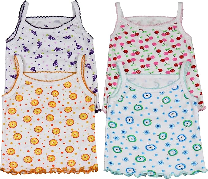 ToBeInStyle Girl's 4 Pack Ruffle Hem Spaghetti Strap Tank Tops