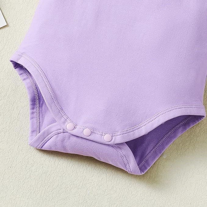 LYSMuch Baby Girls Ruffle Sleeves Bodysuit Infant Solid Color Top Jumpsuit