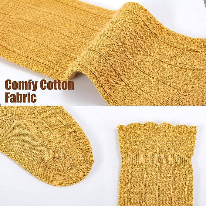 Baby Knee High Socks Girls Newborn Toddlers Cotton Long Tube Ruffle Socks Infant Stockings Dress Sock,5 Pair