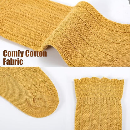 Baby Knee High Socks Girls Newborn Toddlers Cotton Long Tube Ruffle Socks Infant Stockings Dress Sock,5 Pair