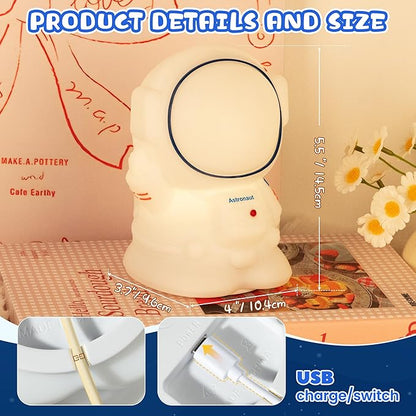 Night Light for Kids, Rechargeable Dimmable Silicone LED Nightlight with 7 Colors, Baby Nursery Night Lamp, Touch Squishy Lamp, Cute Gifts for Girls, Boys, Toddler Room Decor, Astronaut