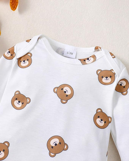 Baby Boy Clothes Infant Newborn Fall Winter Outfits Long Sleeve Letter Print Romper + Hat + Pants Set