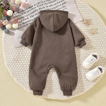 Unutiylo Unisex Baby Boys Girls Long Sleeve Infant Baby Zipper Hooded Jumpsuits Romper Loose Outfit Clothes