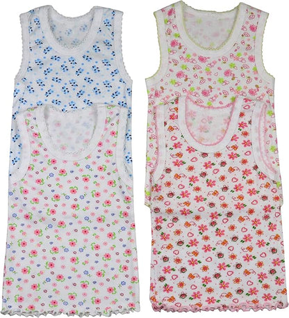 ToBeInStyle Girl's 4 Pack Ruffle Hem Cotton Tank Tops