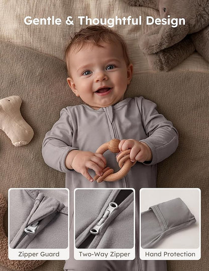 Yoofoss Rayon Made From Bamboo Baby Pajamas 3pcs Newborn Sleepers For Boy Girl Clothes, 0-3 3-6 6-9 Months Footed Pjs