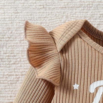 ChuYuKu Baby Girls Newborn Long Sleeve Romper Infant Winter Clothes Floral Pants Outfits with Headband & Mittens 0-6M