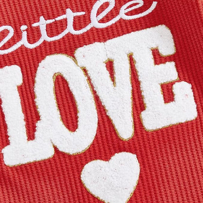 Baby Valentines Outfit Girl Boys Long Sleeve Footie Rib Onesie knot Hat Spring Clothes Newborn Outfits Infant Set