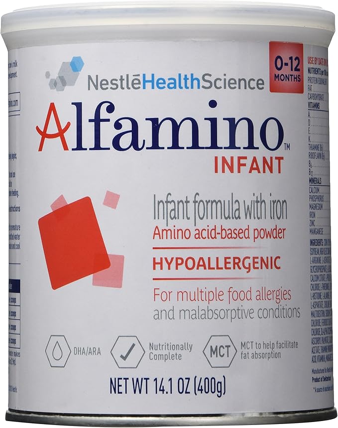 Alfamino Infant Formula, Hypoallergenic Amino Acid Based Infant Formula with Iron, For Multiple Food Allergies, 0-12 Months, 14.1 Ounce (Pack of 1)