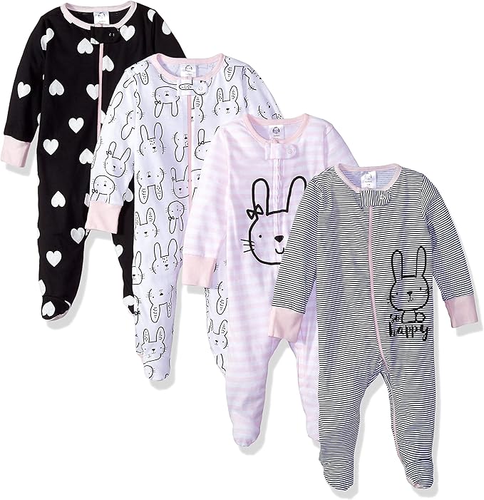 Gerber baby-girls 4 Pack Sleep N' Play Footie