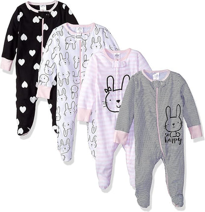 Gerber baby-girls 4 Pack Sleep N' Play Footie
