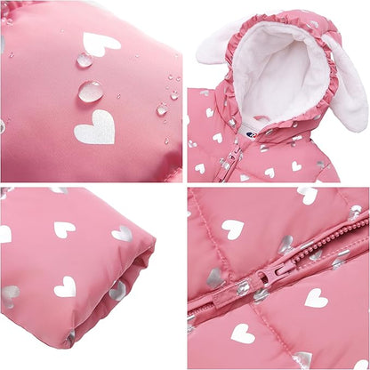 Rokka&Rolla Baby Girls' Water-Resistant Soft Mini Fur Lined Puffer Jacket Winter Coat for Newborn Infant Toddler