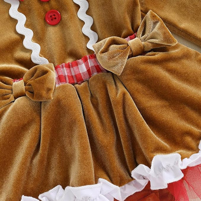 Newborn Christmas Outfit Baby Girl Plaid Romper Dress Infant Ruffle Long Sleeve Ribbed Bodysuit Headband Clothes