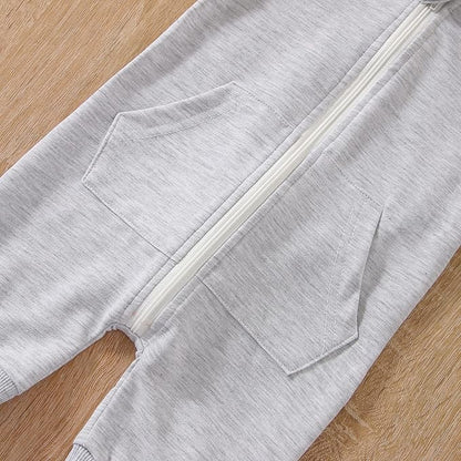 BemeyourBBs Newborn Baby Boy Clothes Color Block Long Sleeve Zipper Hooded Romper with Pocket Fall Winter One Piece Outfits