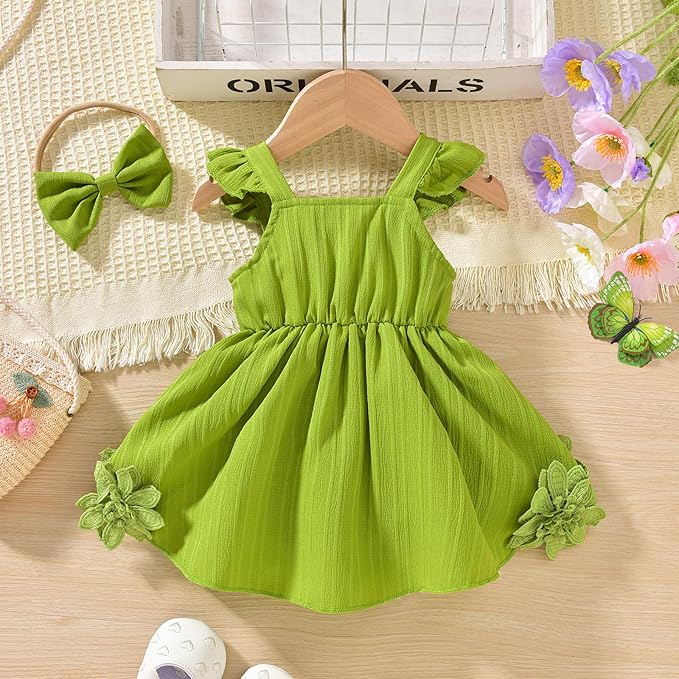 Baby Girl Valentine Romper Dress Outfit Ruffle Sleeveless 3D Floral Lace Bodysuit for Newborn Infant