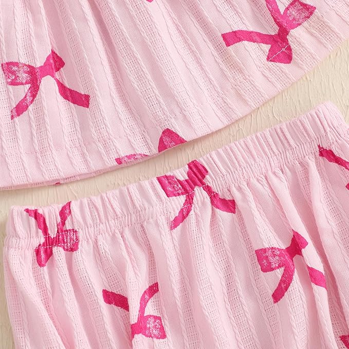 Mubineo Baby Girl Summer Clothes Cute Ruffle Tops Dress Shorts Outfits Set Infant Toddler Shrit Bloomers Princess Outfit