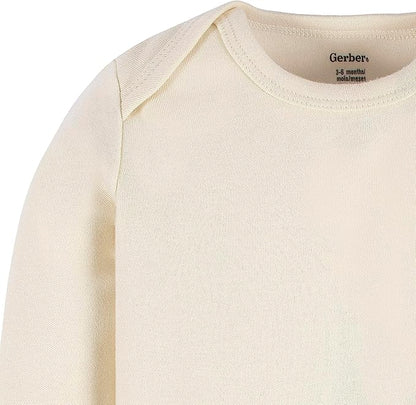 Gerber Unisex Baby Long Sleeve Solid Onesies Multi-pack Interlock 180 Gsm