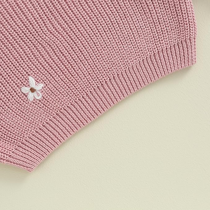 Mubineo Baby Girl Winter Clothes Cute Flower Sweater Crewneck Pullover Long Sleeve Knit Newborn Infant Sweaters