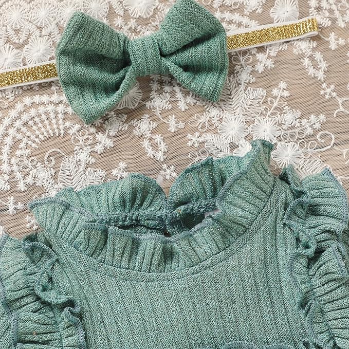 GRNSHTS Newborn Baby Girl Clothes Ruffle Rompers Toddler Fall Outfits for Girls Set Little Girl Fall Winter Clothing