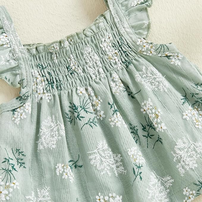 Mubineo Baby Girl Summer Clothes Cute Ruffle Tops Dress Shorts Outfits Set Infant Toddler Shrit Bloomers Princess Outfit