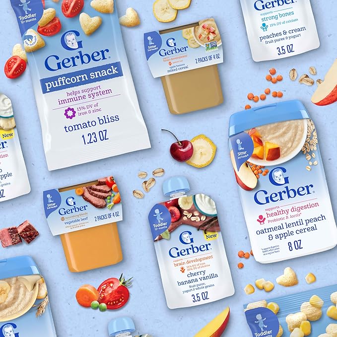 Gerber Stage 2 Baby Food, Oatmeal Banana Cereal, Probiotics Support Healthy Digestion, Baby Oatmeal Cereal
