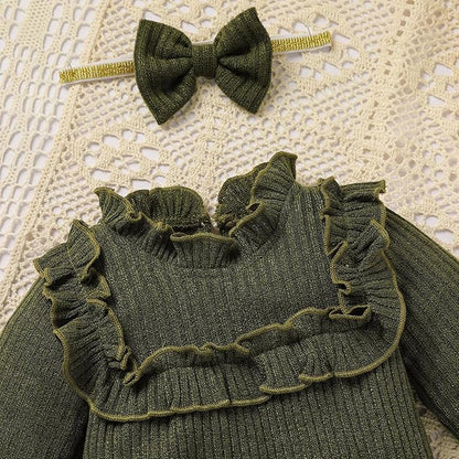 GRNSHTS Newborn Baby Girl Clothes Ruffle Rompers Toddler Fall Outfits for Girls Set Little Girl Fall Winter Clothing