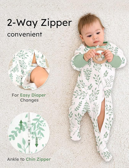 Yoofoss Baby Pajamas 100% Organic Cotton Baby Sleepers for Newborn 0-3 3-6 6-9 Months Boys Girl Clothes 3pcs Footed PJs