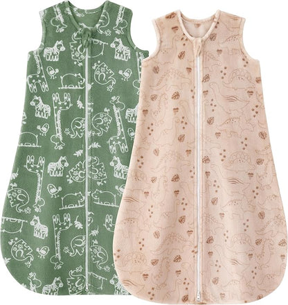 Yoofoss Fleece Baby Sleep Sack 2 Pack 1.5 Tog Baby Wearable Blanket with 2-Way Zipper