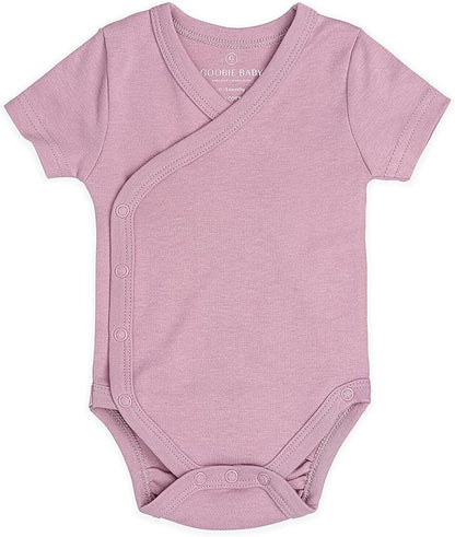 Baby Side Snap Bodysuit Set, 100% Cotton Boy Girl Unisex Kimono Onesie, 4 Pack
