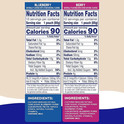 GoGo squeeZ yogurtZ Variety Pack, Blueberry & Berry, 3 oz (Pack of 20), Kids Snacks Made from Real Yogurt and Fruit, No Fridge Needed, Gluten Free, Nut Free, Recloseable Cap, BPA Free Pouches