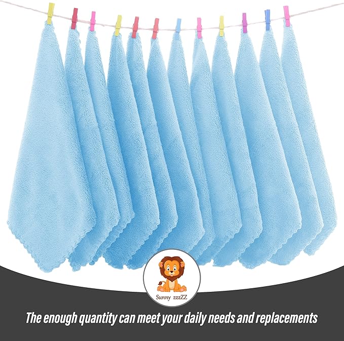 Sunny zzzZZ Ultra Soft 24 Pack Baby Washcloths - 10x10 Inches - Coral Fleece Extra Absorbent Wash Clothes for Babies, Infants and Toddlers - Sensitive Skin and Newborn - Ideal Baby - Aquamarine