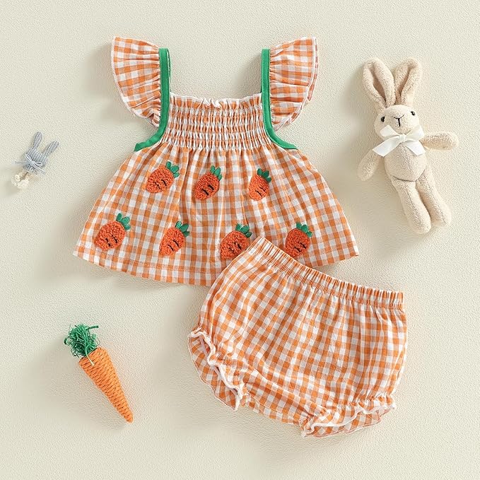 Mubineo Baby Girl Summer Clothes Cute Ruffle Tops Dress Shorts Outfits Set Infant Toddler Shrit Bloomers Princess Outfit