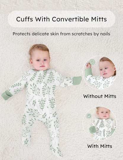 Yoofoss Baby Pajamas 100% Organic Cotton Baby Sleepers for Newborn 0-3 3-6 6-9 Months Boys Girl Clothes 3pcs Footed PJs