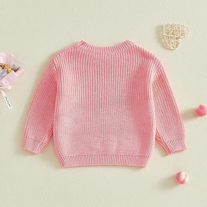 Mommy and Me Sweater Matching Family Outfit Long Sleeve Knit Sweater Pullover Mom and Baby Clothes