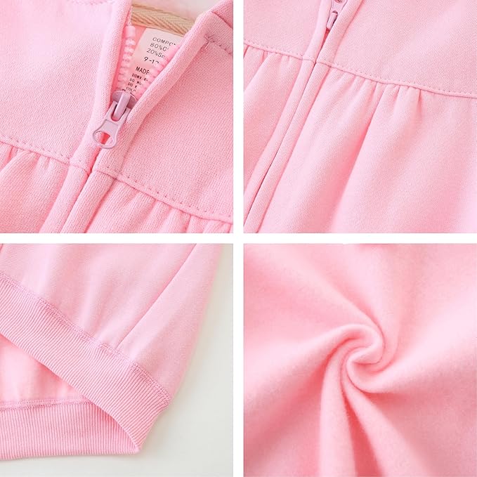 Baby Hoodie Sherpa Lined Zip up Light Fleece Jacket Solid Bear Coat Fall Winter 3-24 M