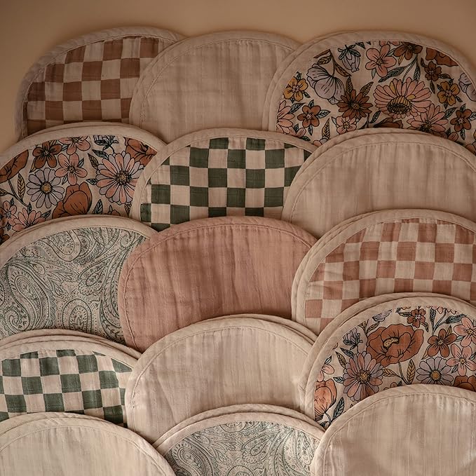 mushie Muslin Baby Burp Cloths | 100% Organic Cotton, Set of 2 (Natural/Fog)