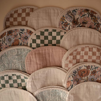 mushie Muslin Baby Burp Cloths | 100% Organic Cotton, Set of 2 (Natural/Fog)