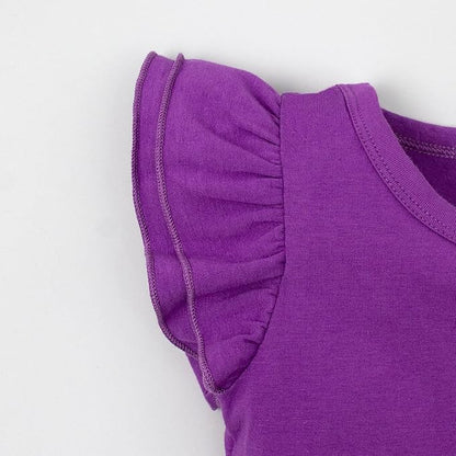 LYSMuch Baby Girls Ruffle Sleeves Bodysuit Infant Solid Color Top Jumpsuit